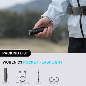 WUBEN C3 top view highlighting distinct head design for quick on off