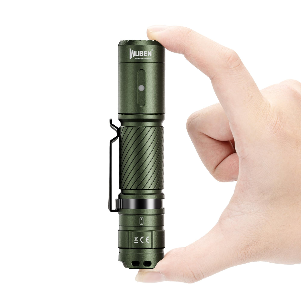 WUBEN C3 front view, compact EDC flashlight for everyday carry.