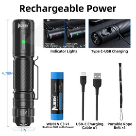 WUBEN C3 kit includes cable, lanyard, and spare O-ring for convenience
