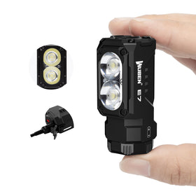 WUBEN E7 front view showing 1800-lumen brightness for outdoor use