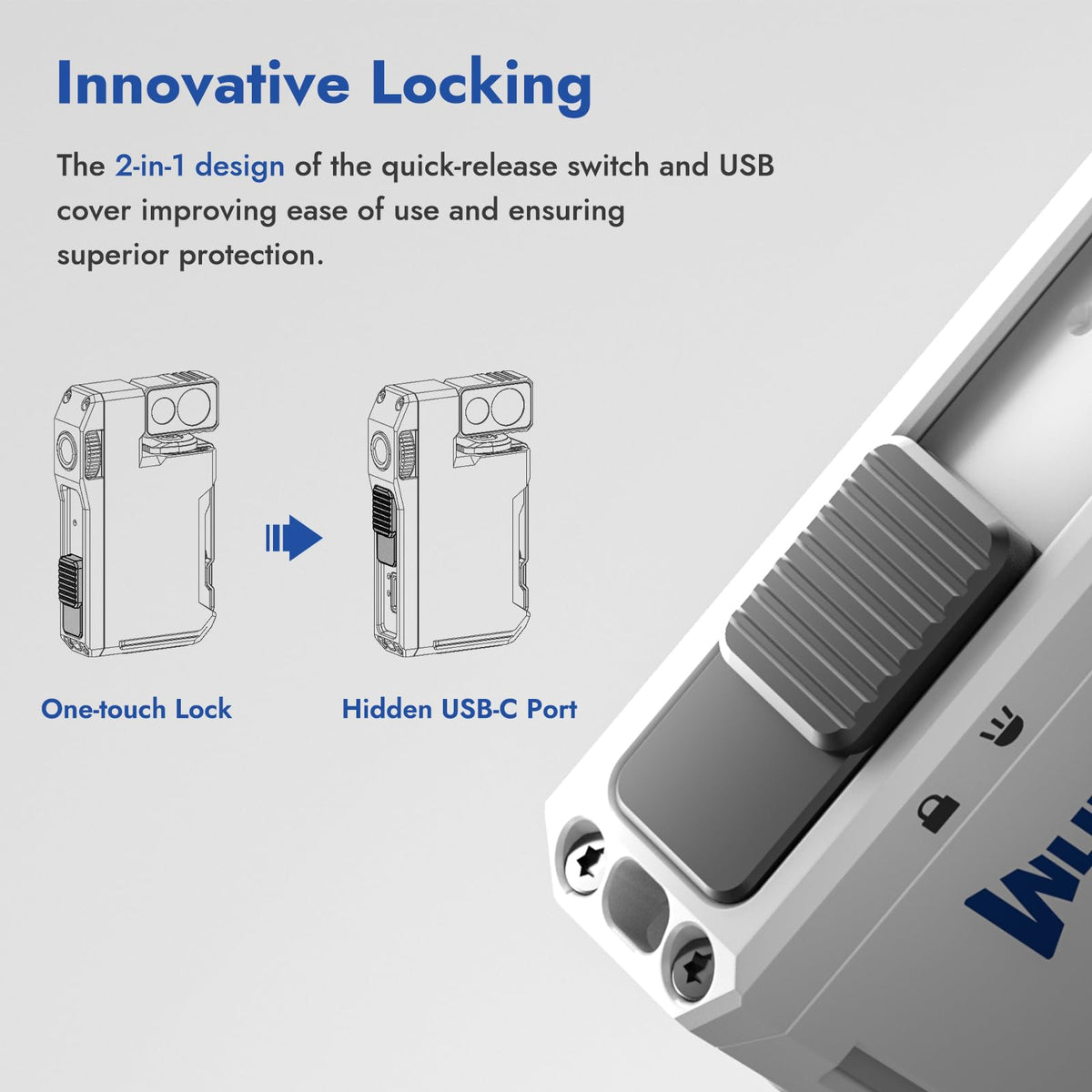 WUBEN G5 pocket clip securing it on a bag or belt for easy access.