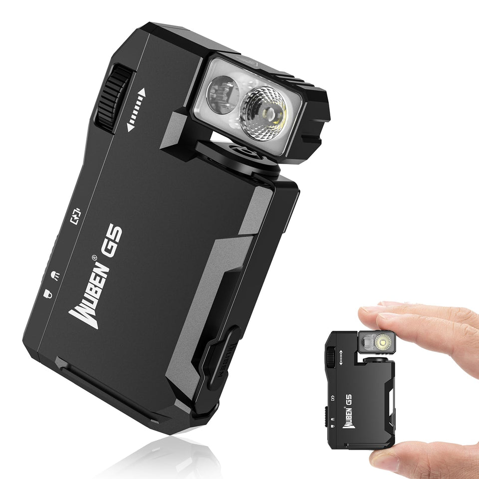 WUBEN G5 rechargeable EDC flashlight in compact pocket form for daily tasks.