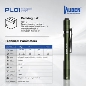 WUBEN PL01 aluminum body delivers a durable, comfortable grip.