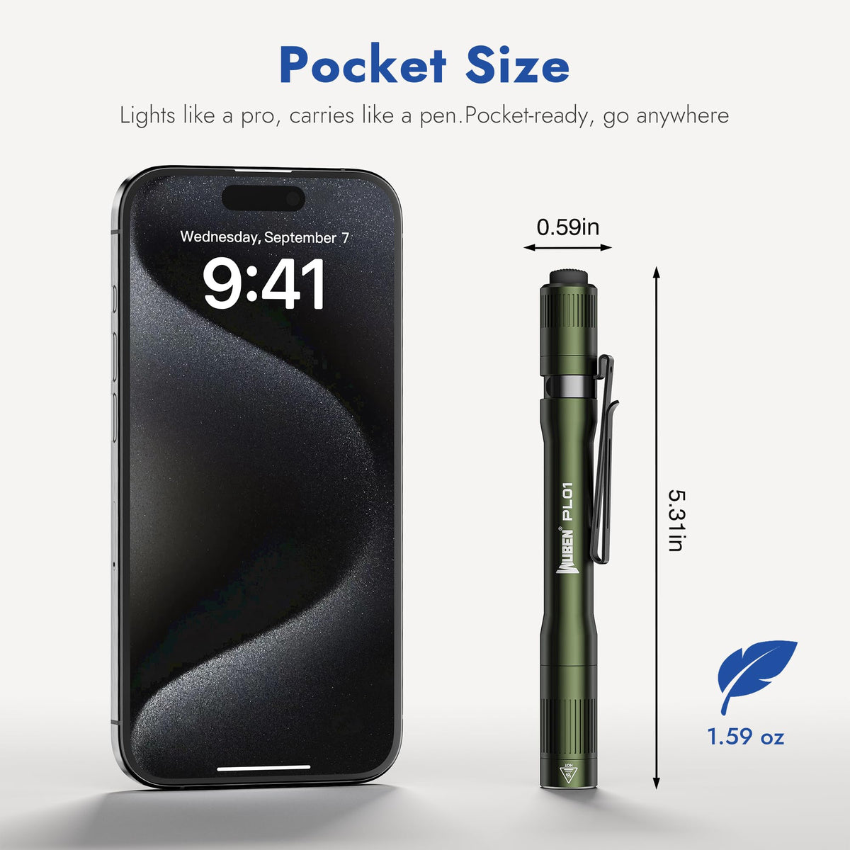 WUBEN PL01 IP68 waterproof design withstands rain and immersion.