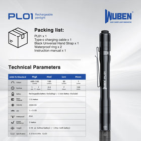 WUBEN PL01 durable aluminum body withstands rugged tasks.
