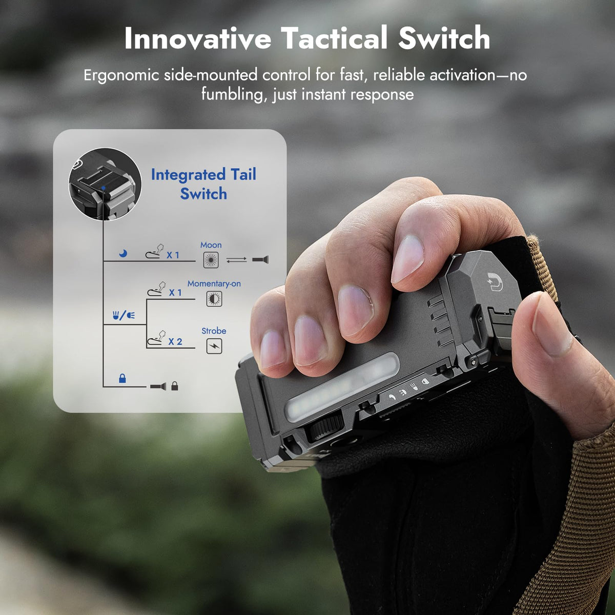 WUBEN X4 tactical toggle switch enables quick mode changes