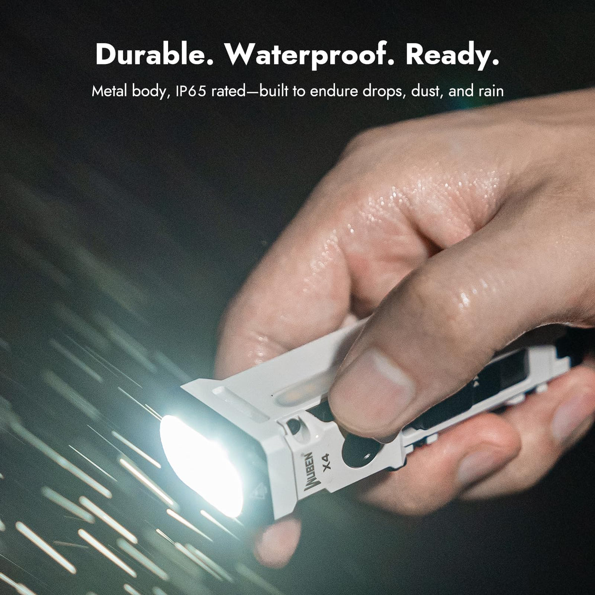 WUBEN X4 toggle and rotary switches enable quick mode and brightness adjustments.