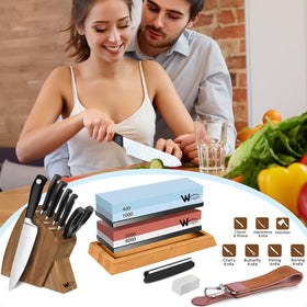 Wucgea knife sharpening stone kit with 3000-8000 grit for polished edges