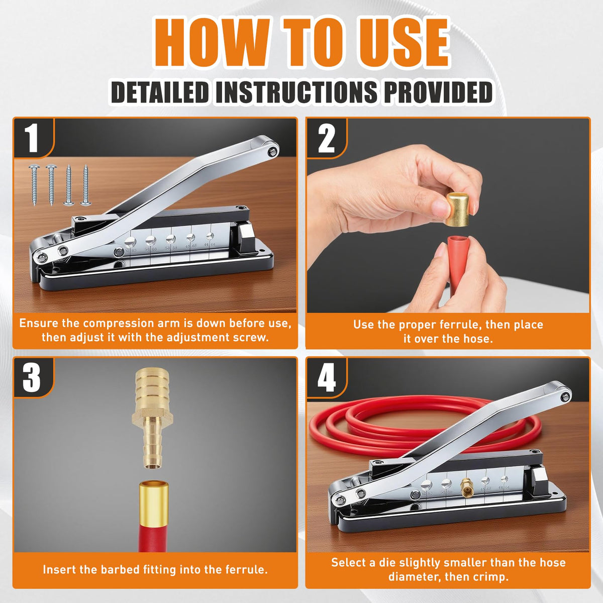 Wudey ergonomic handles on hose crimper
