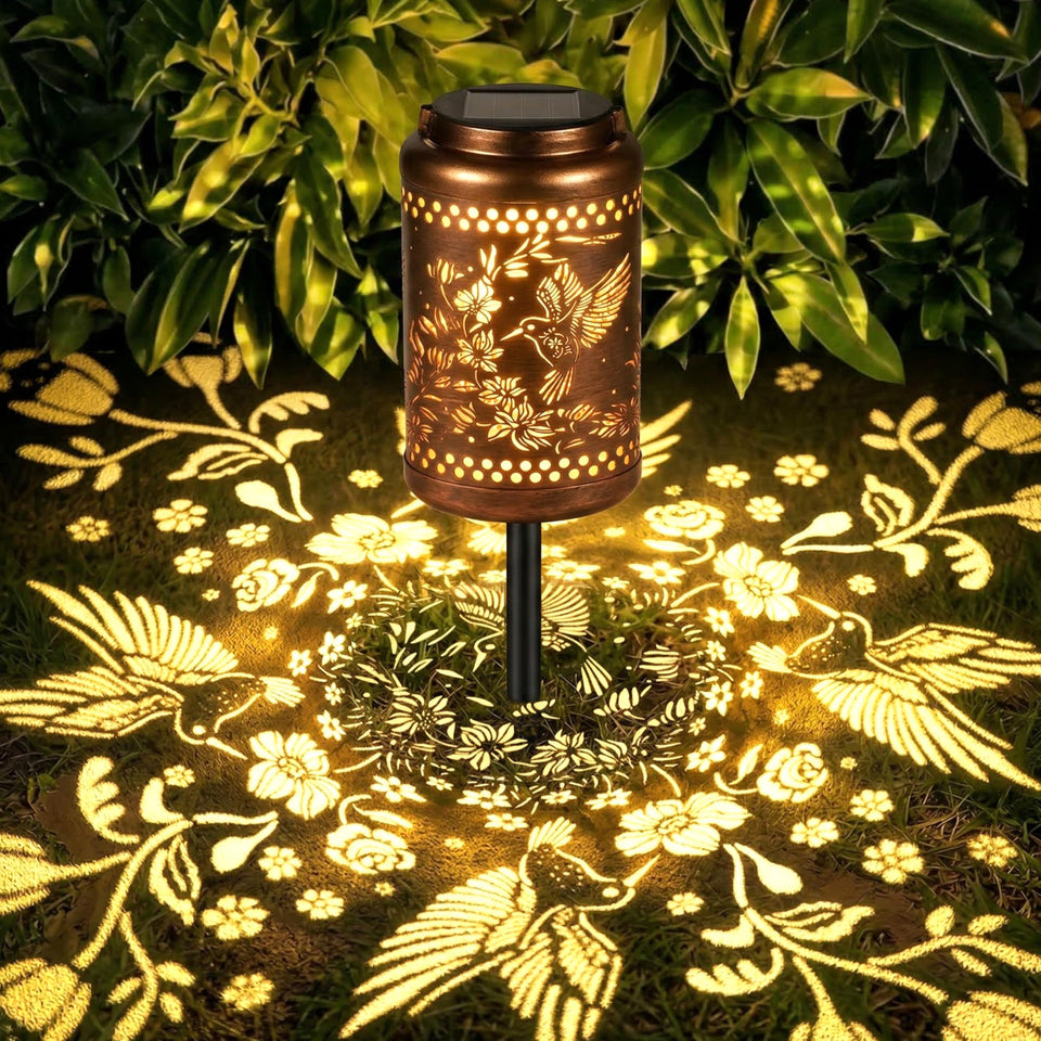 WUEAOA hummingbird pattern lantern glows softly outdoors for cozy evenings