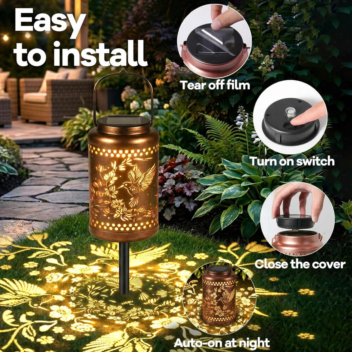 WUEAOA weatherproof lantern withstands rain, snow, and sun