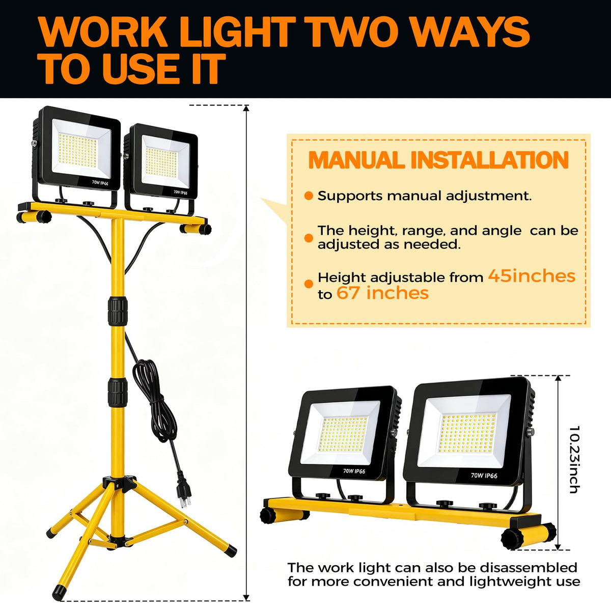 Wufoty IP66 rating protects against rain and dust
