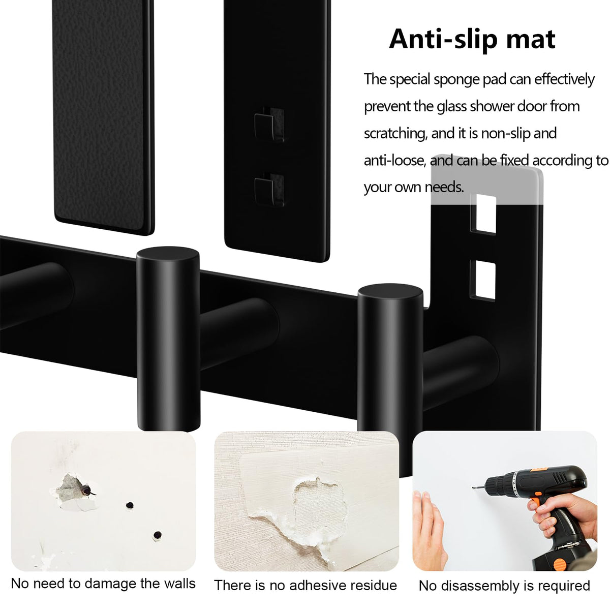 WUIVIUT frameless door compatibility up to 1.5 inches thick for bathrooms