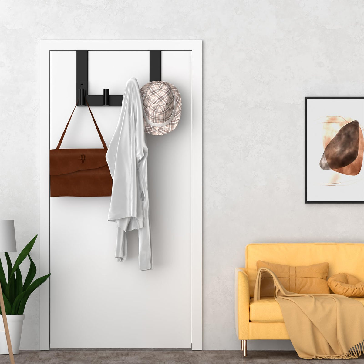 WUIVIUT heavy-duty storage hanger mounted on a door demonstrating load-bearing capability