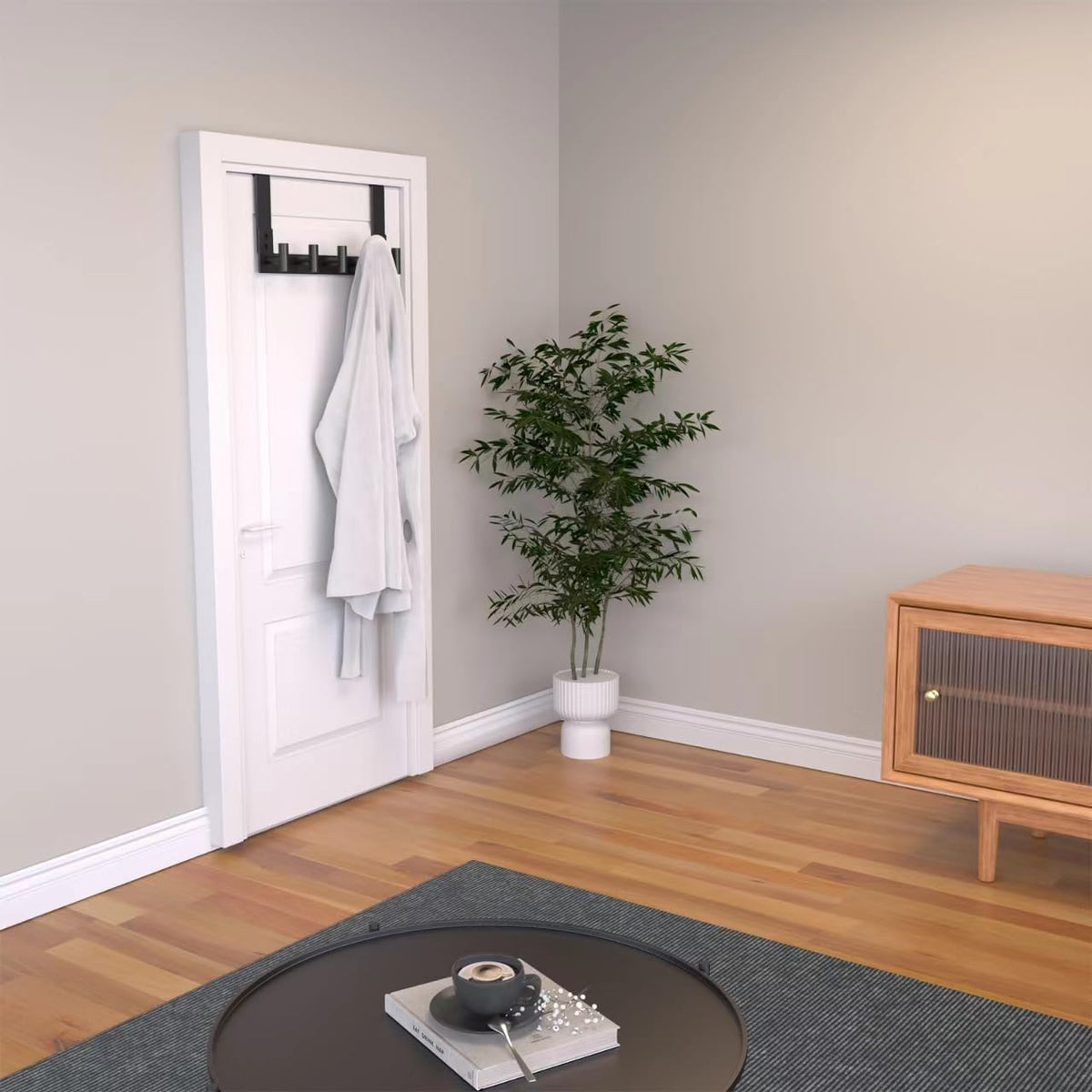Demonstration of no-drill installation for WUIVIUT hooks on a frameless door