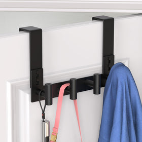 WUIVIUT outerwear backpack with 4 hooks mounted on a door saving floor space