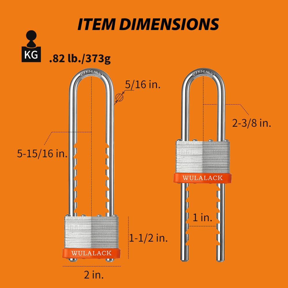 WULALACK adjustable hardened shackle enhances security and flexibility for varied items.