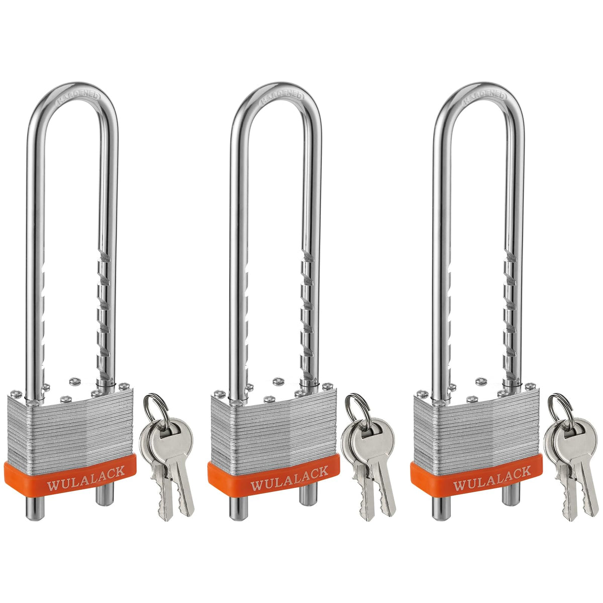 WULALACK laminated steel padlock body, strong and weather-resistant for lockers and gates.