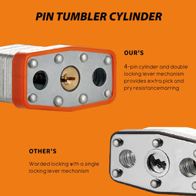 WULALACK padlock 4-pin cylinder close-up showing anti-pick design