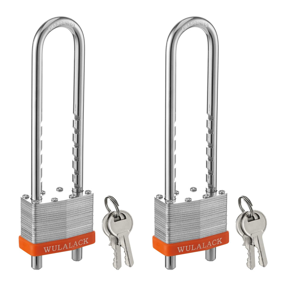 WULALACK padlock long shackle close-up for versatile gate security