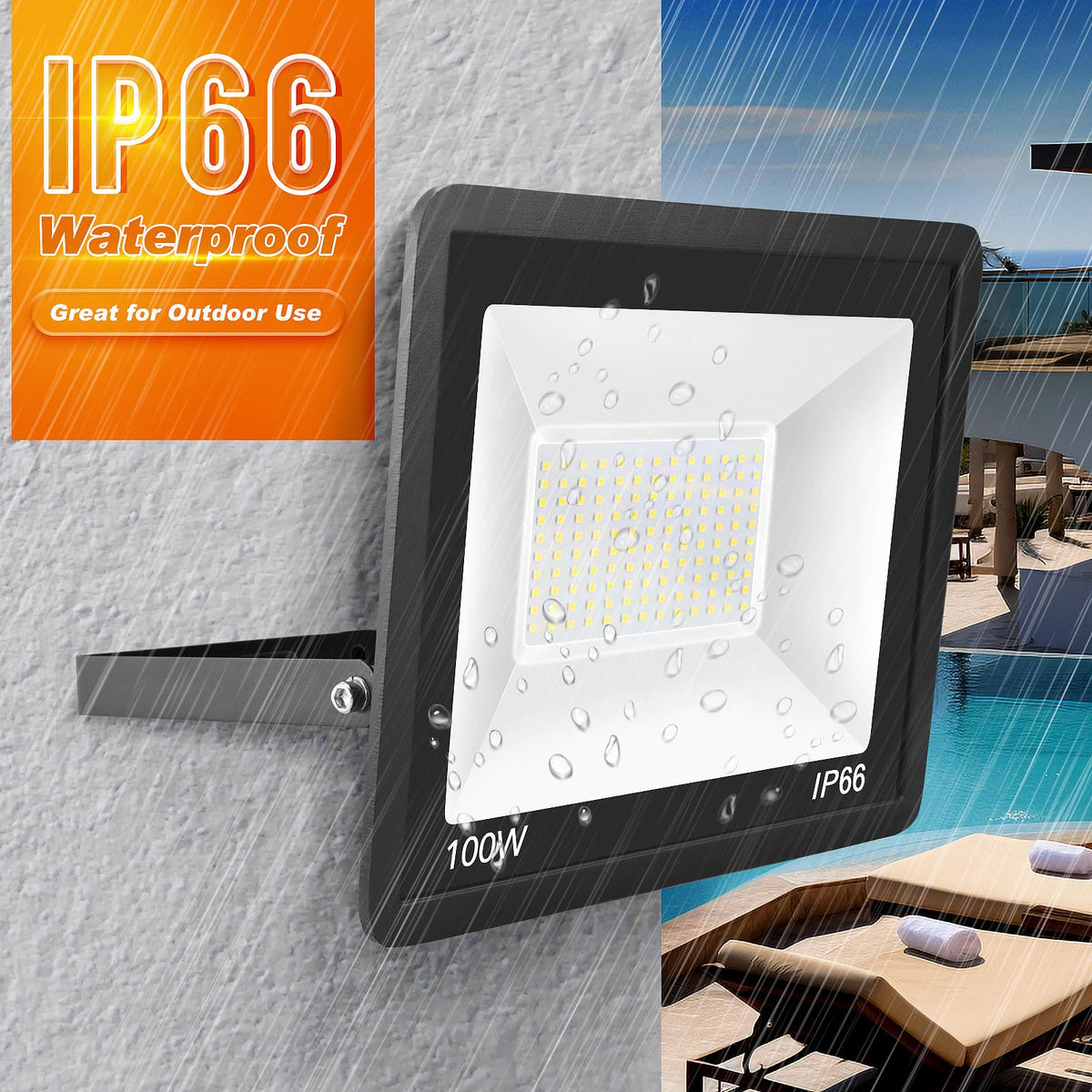 WuliFun flood light with IP66 waterproof housing for outdoor durability.