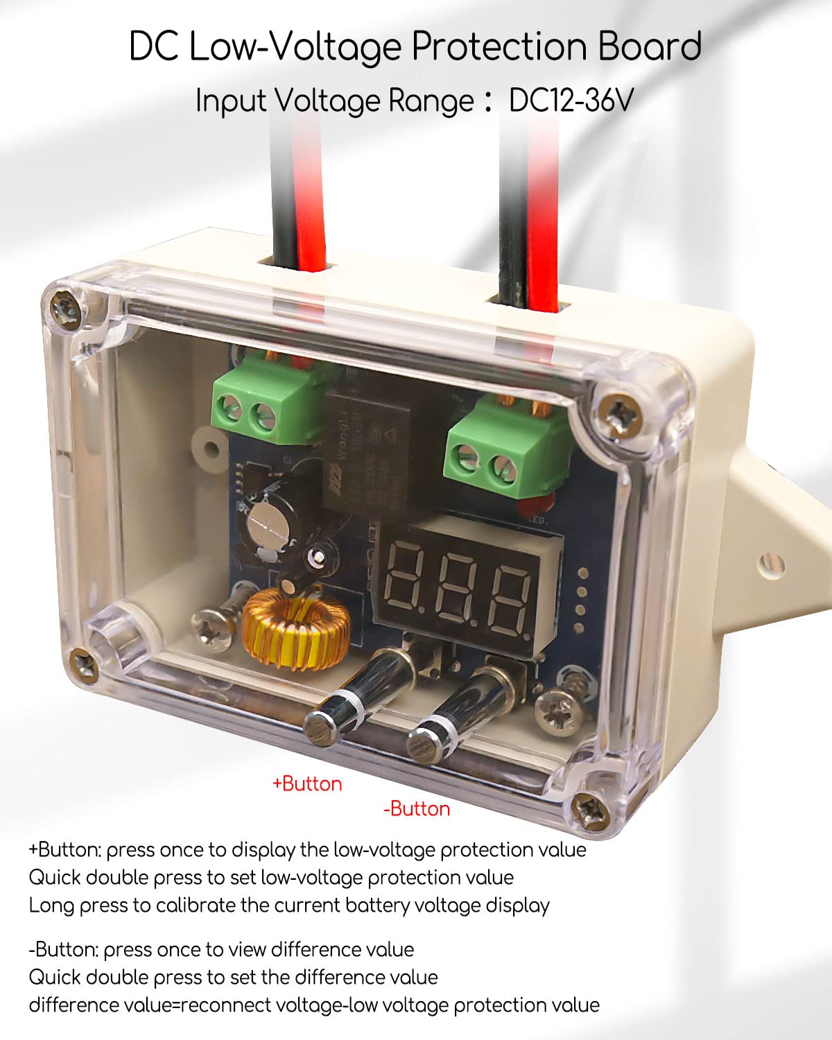 WUMZIJ ABS enclosure protecting the circuit from heat and dust exposure.