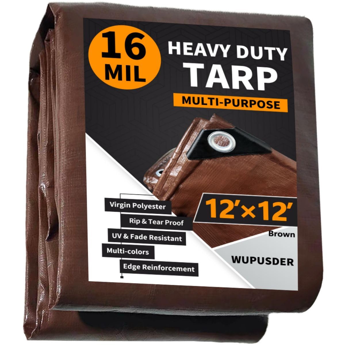 WUPUSDER tarp laid flat 12x12ft for complete outdoor coverage.