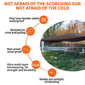 WUPUSDER tarp reinforced edges and triangular holes for durability.
