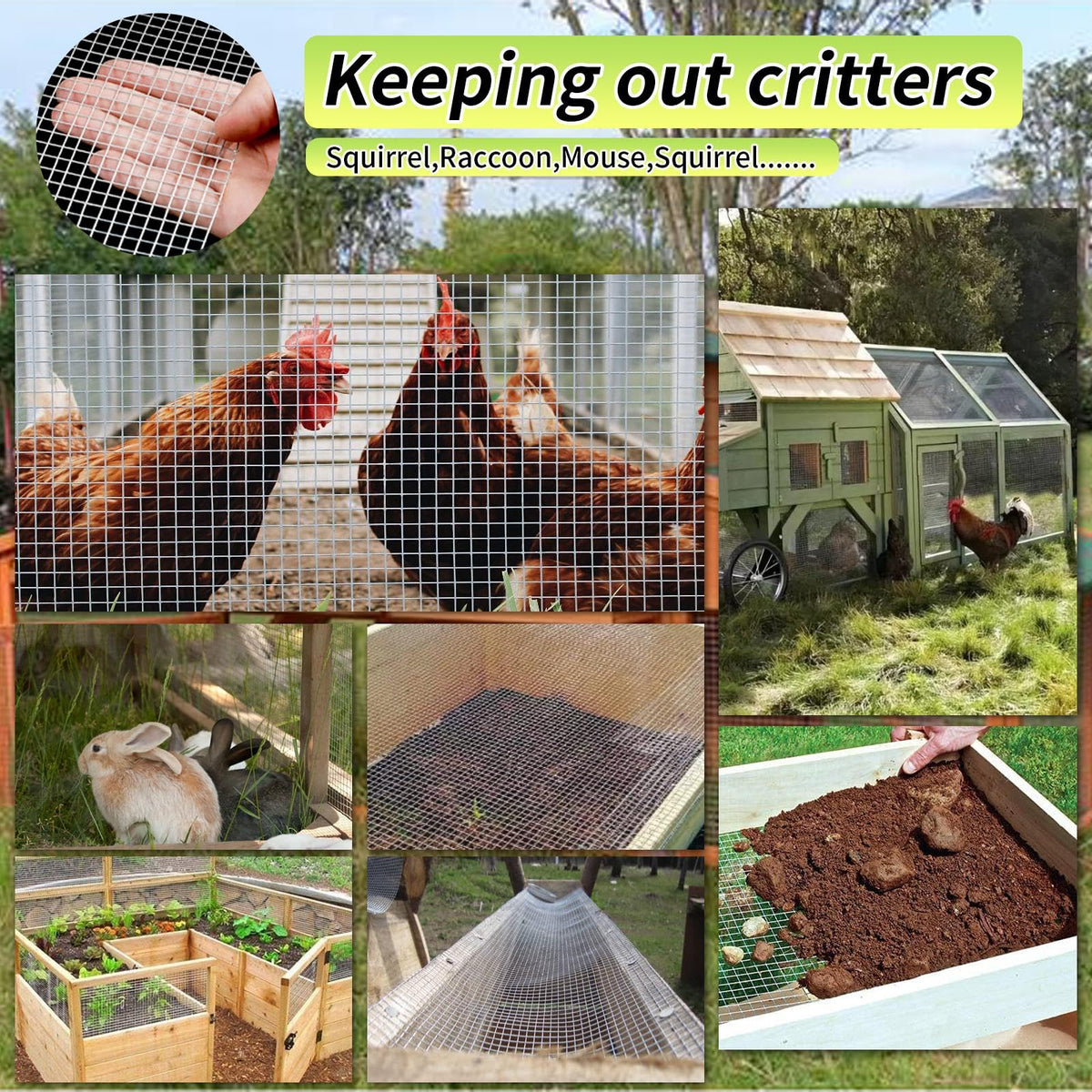 WURJHSONG rabbit and snake fence mesh protects small animals