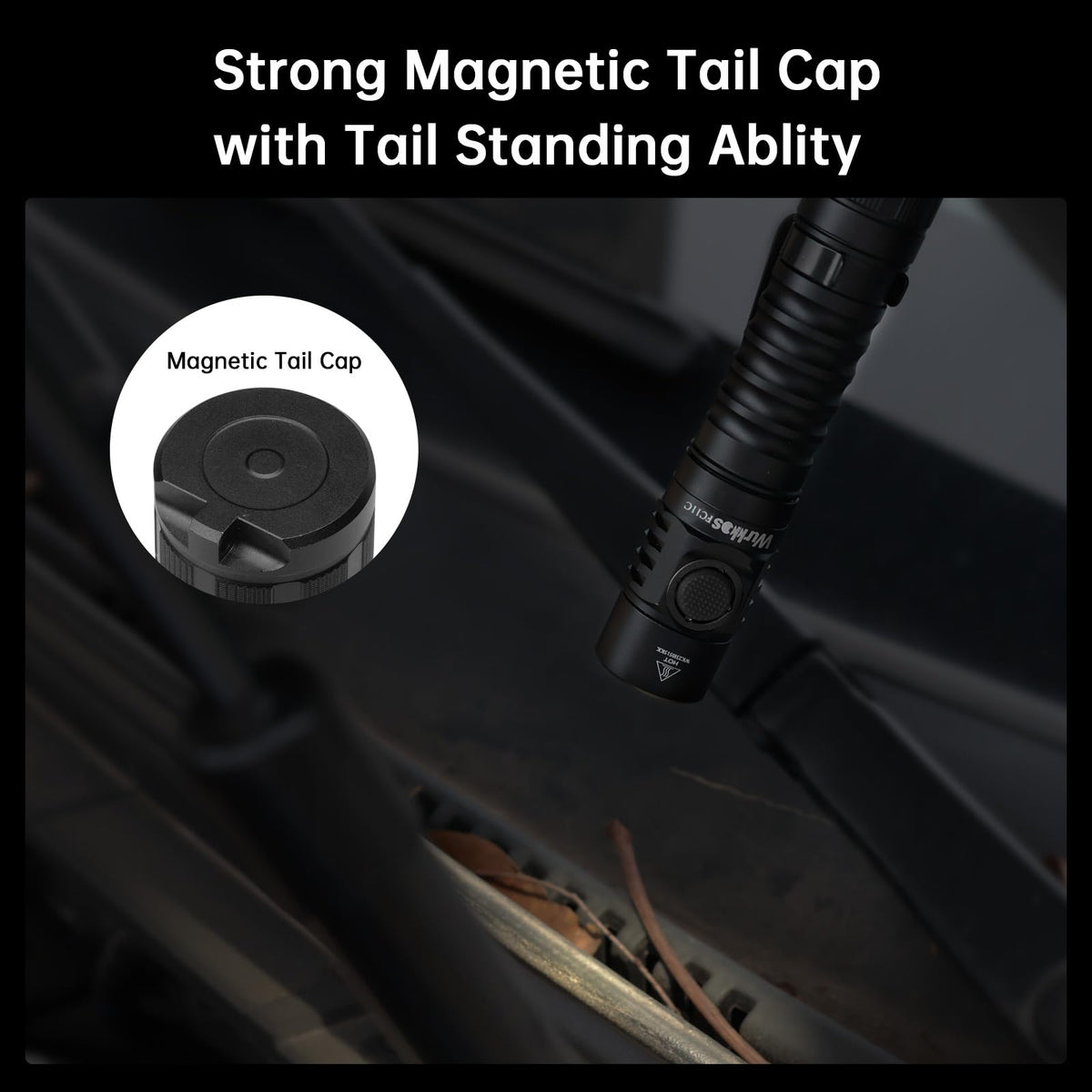 Wurkkos FC11C magnetic tail cap enables hands-free use