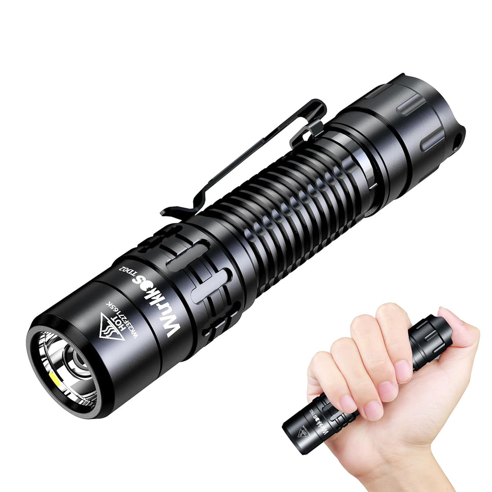 Wurkkos TD02 front view showing compact, rugged flashlight for outdoor tasks.