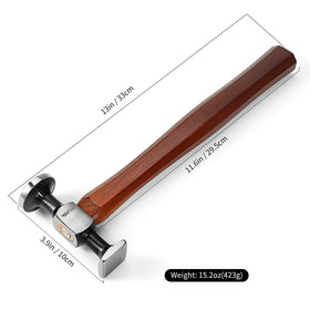 WUTA leather hammer double-head close-up showing polished steel head