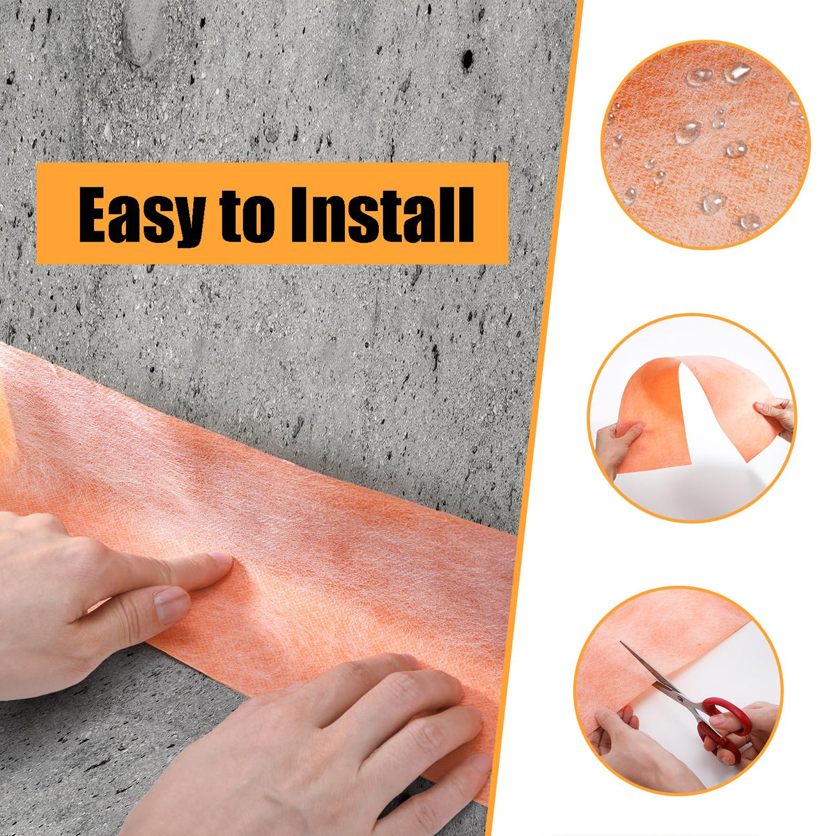 WUWEOT easily cut membrane being installed in various spaces like kitchens or baths.