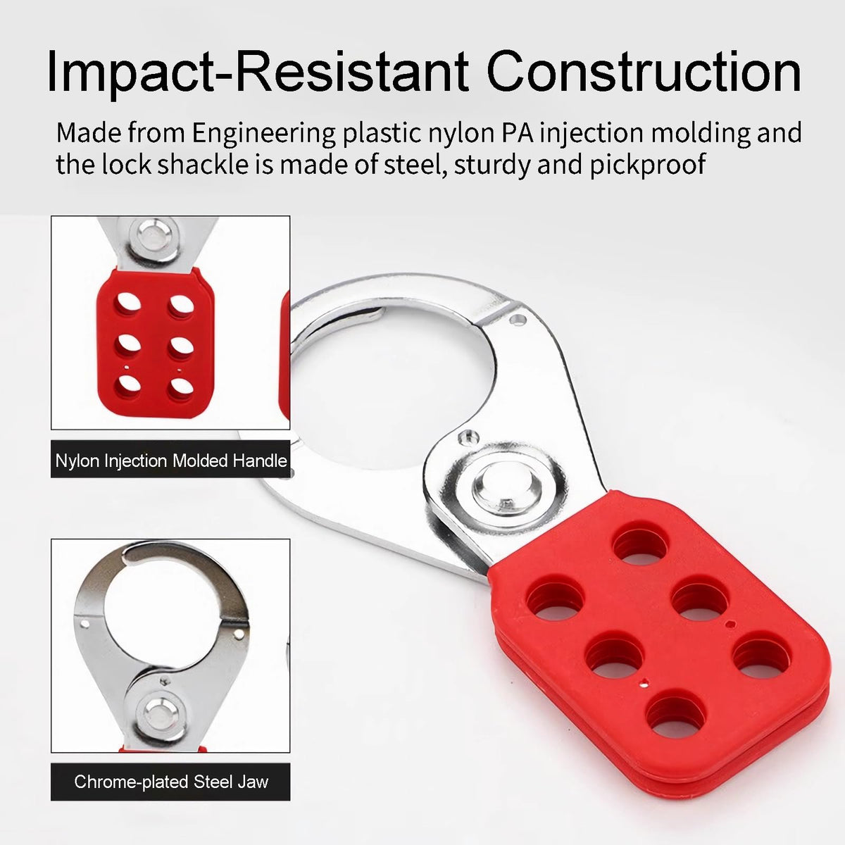 WUWEOT lockout hasp with red vinyl grip for improved comfort and control