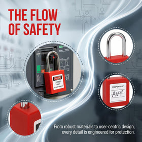 WUWEOT red LOTO padlock ready for quick identification and safety tagging.