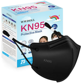 WWDOLL kids KN95 mask pack 25, breathable five-layer protection for daily use.
