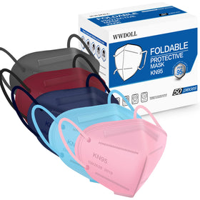 WWDOLL KN95 mask front view showing 5-layer filtration for daily protection.