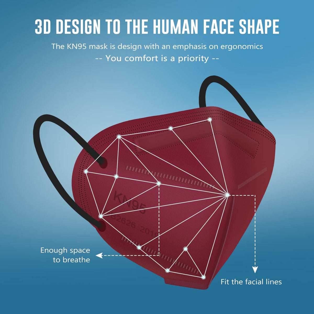 WWDOLL KN95 mask side view highlighting adjustable nose clip for secure fit.