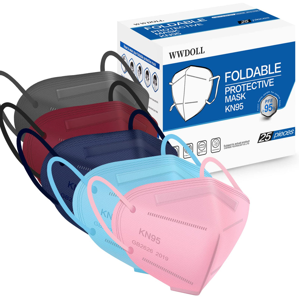 WWDOLL KN95 mask 25-piece multicolor pack for versatile color options.