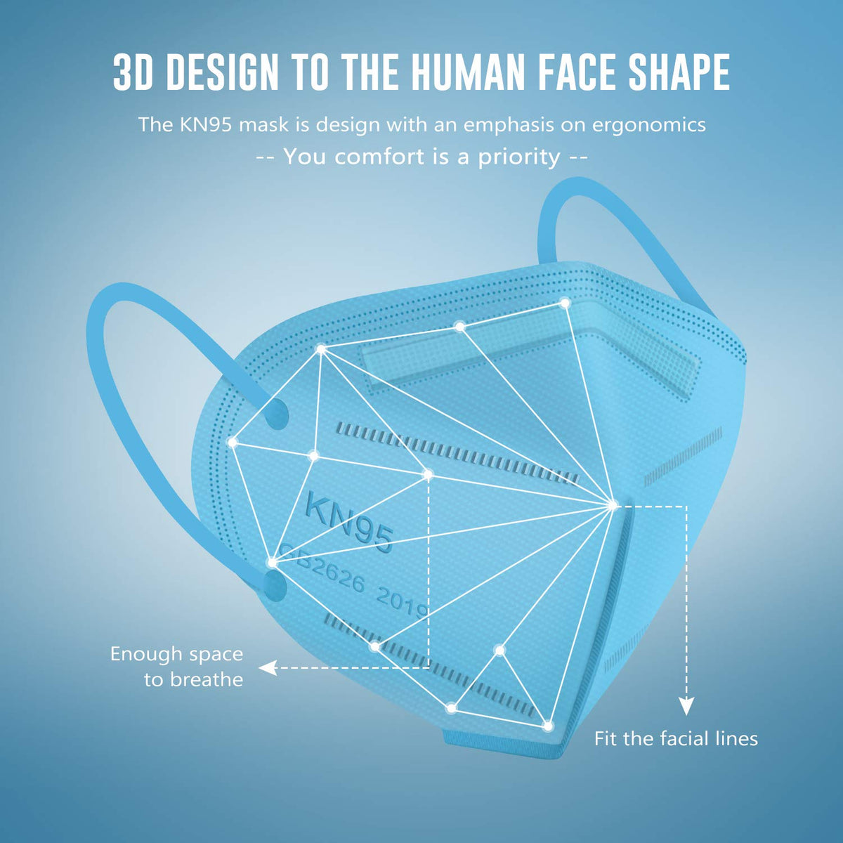WWDOLL KN95 mask with 5-layer filtration for enhanced particle protection.