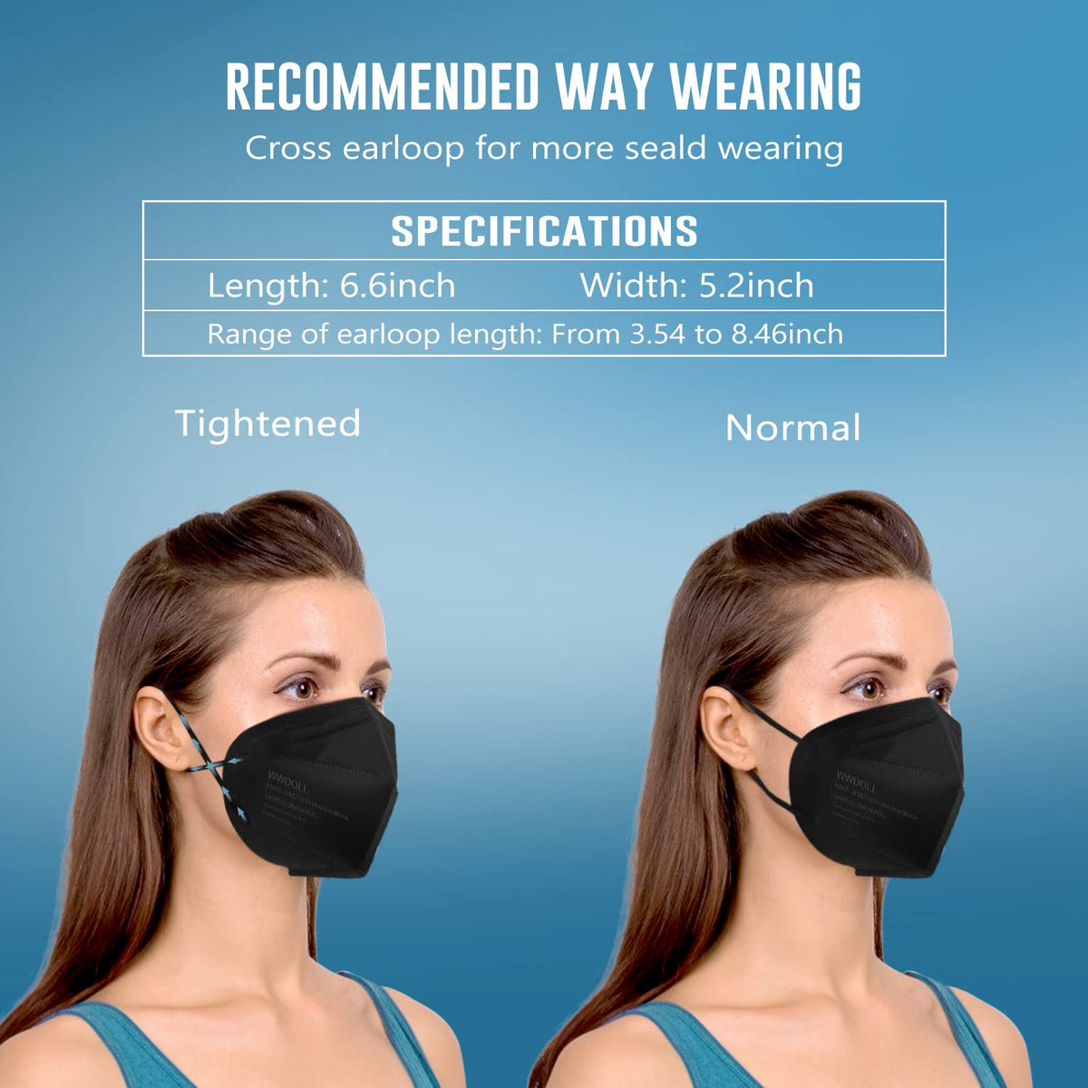 WWDOLL KN95 mask inner skin-friendly layer stays comfortable against the skin.