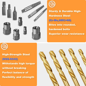 WYBENZ multi-spline screw extractors remove damaged screws efficiently.