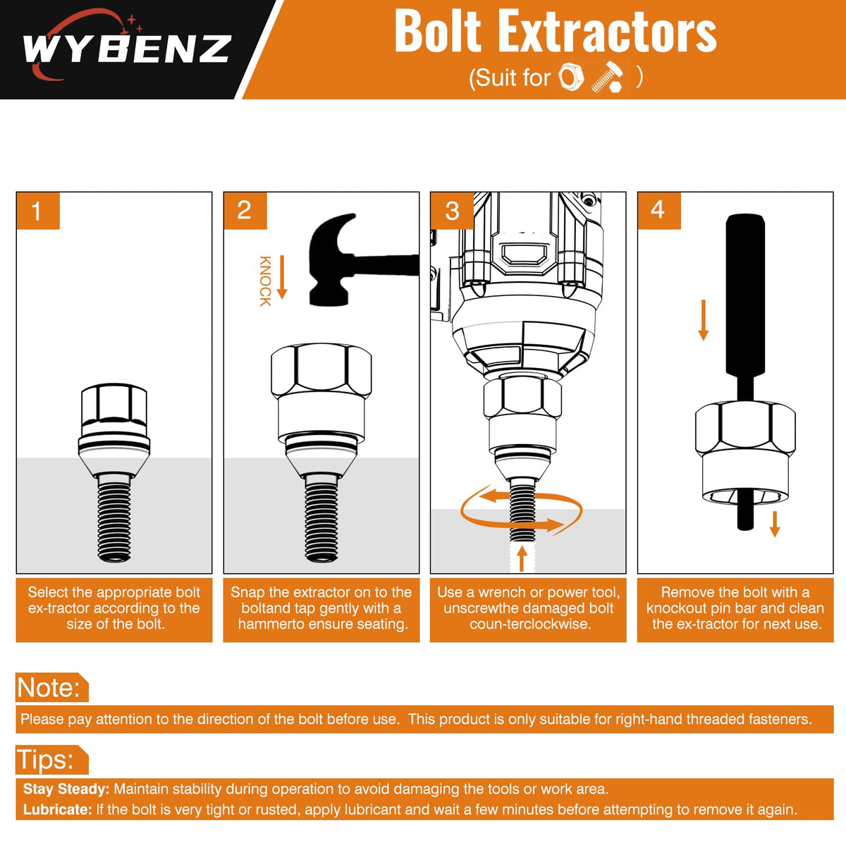 WYBENZ bolt extractor kit stored securely in a portable box.