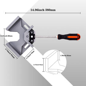 Adjustable swing jaw enables quick clamping on varied thickness materials.