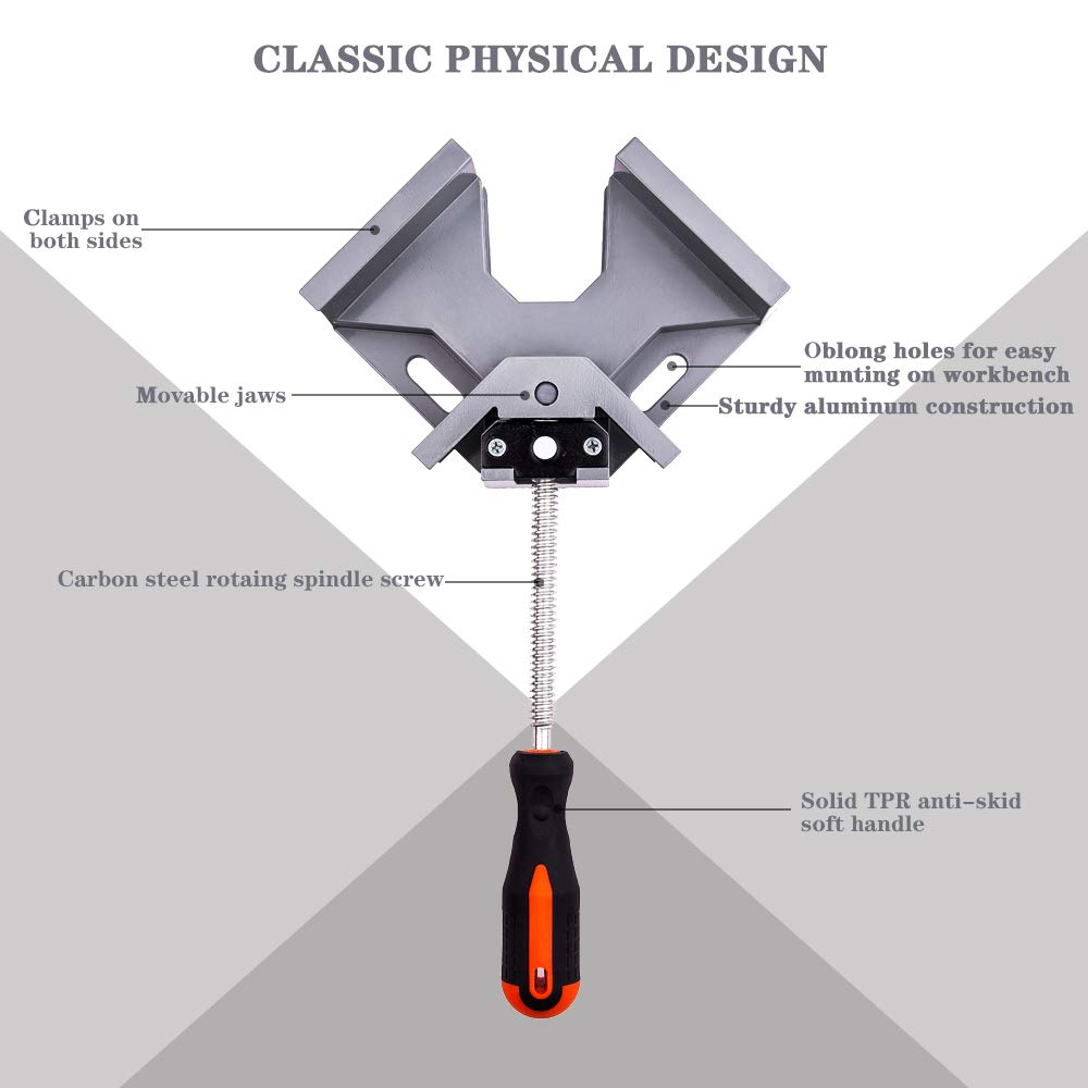 Durable aluminum alloy frame provides sturdy support during welding and carpentry tasks.