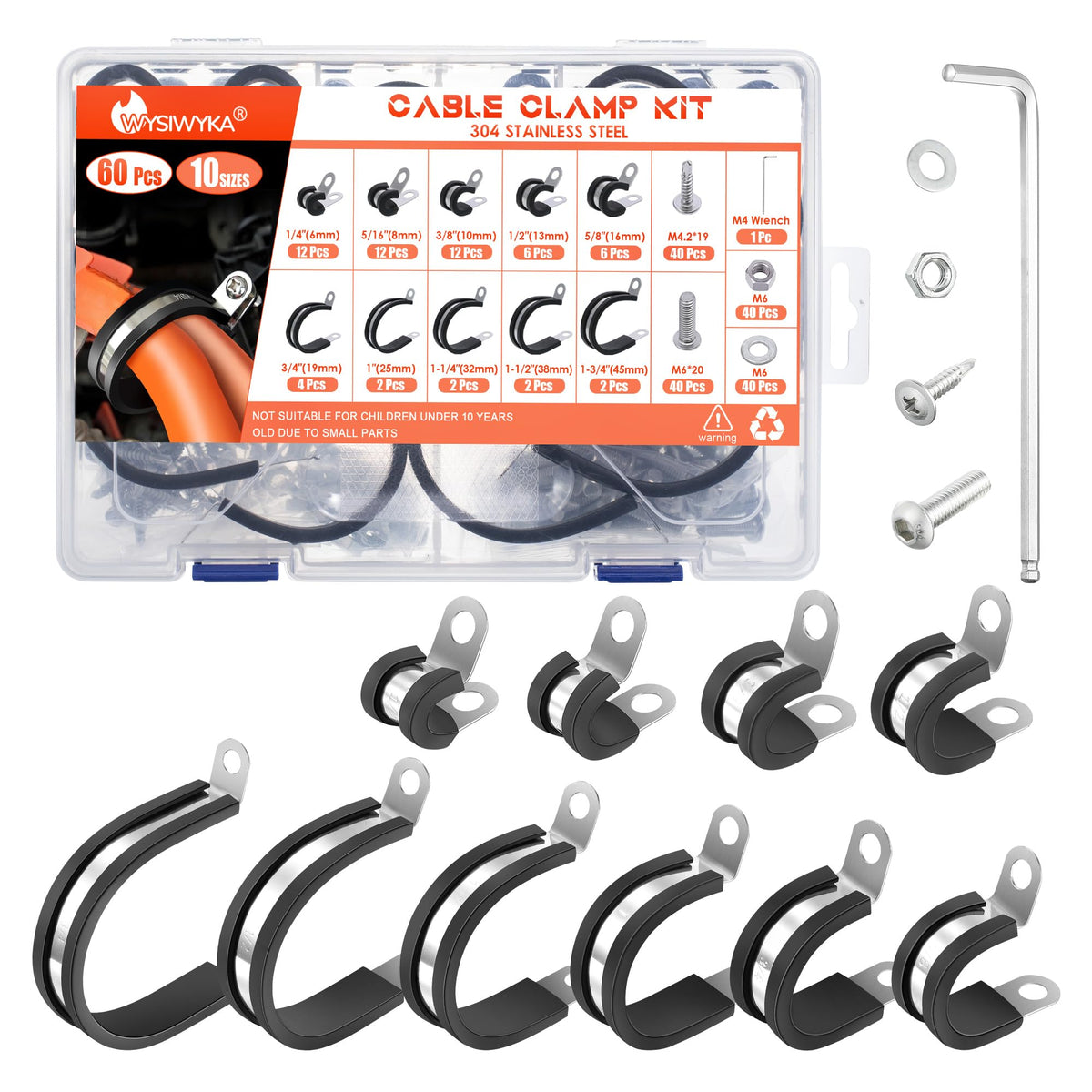 WYSIWYKA 60pcs clamps kit contents organized for easy wiring