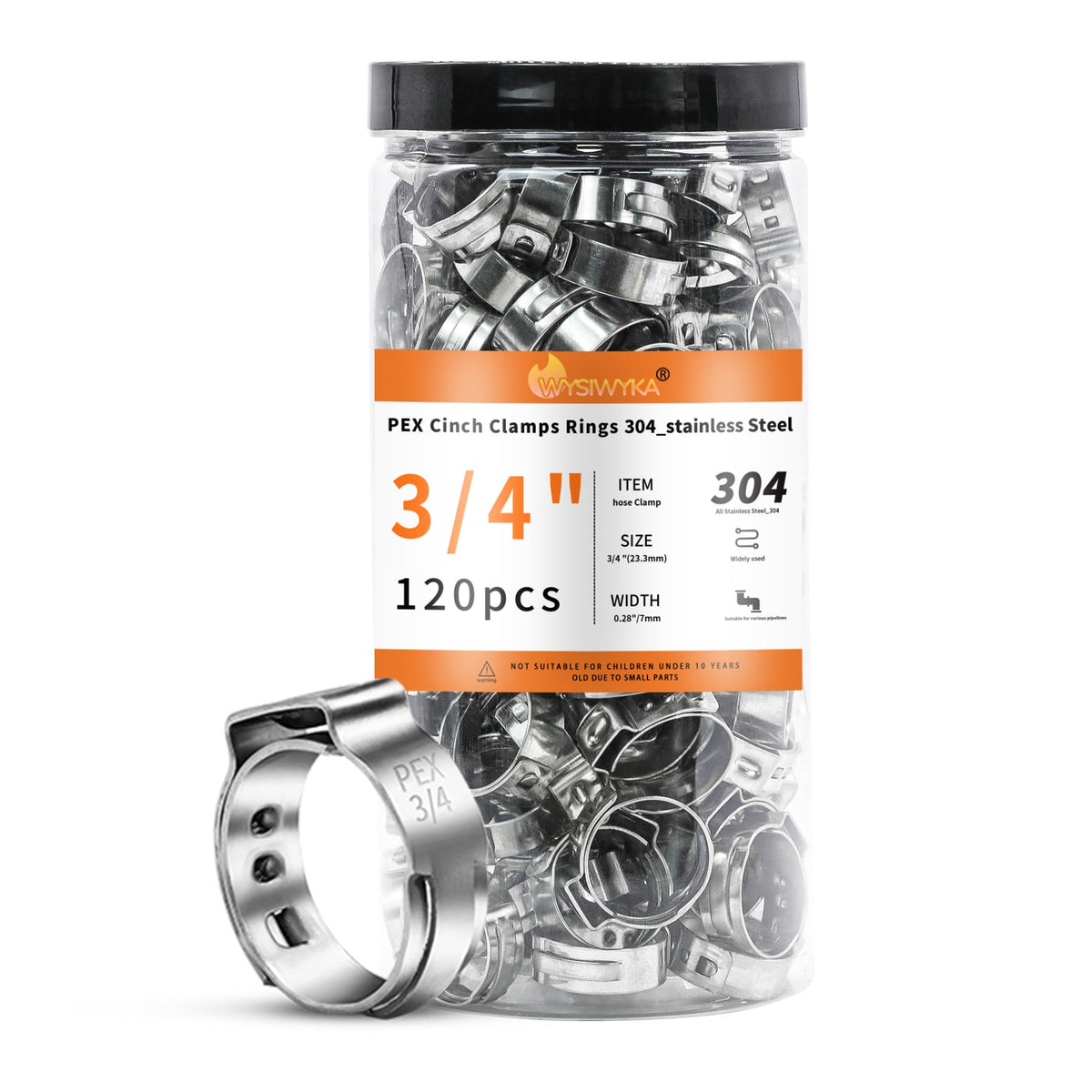 WYSIWYKA 120pcs pex crimp rings in box for organized projects.