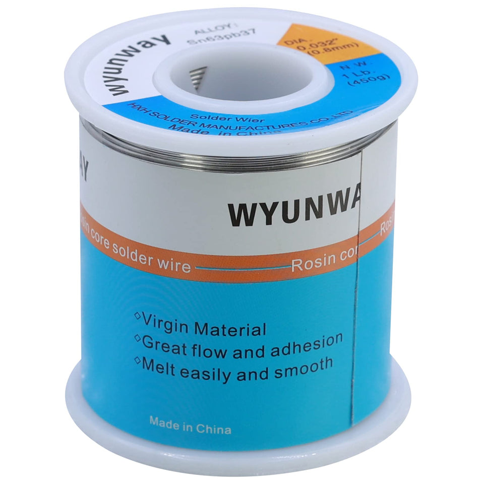 Wyunway 63/37 solder wire on spool with rosin core for smooth joints.
