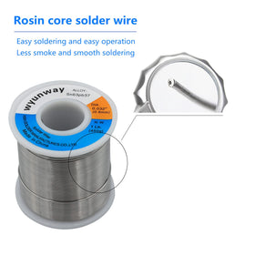 Close-up of rosin-core flux enabling easy flow on Wyunway wire.