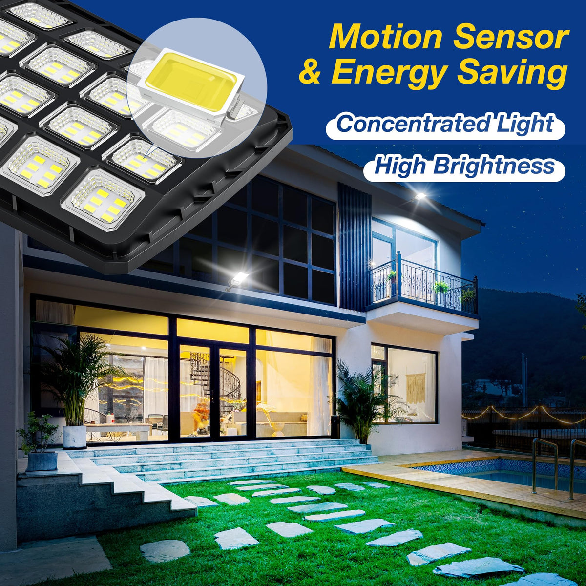 WYWNA motion sensor mode activates lighting when activity is detected along paths.